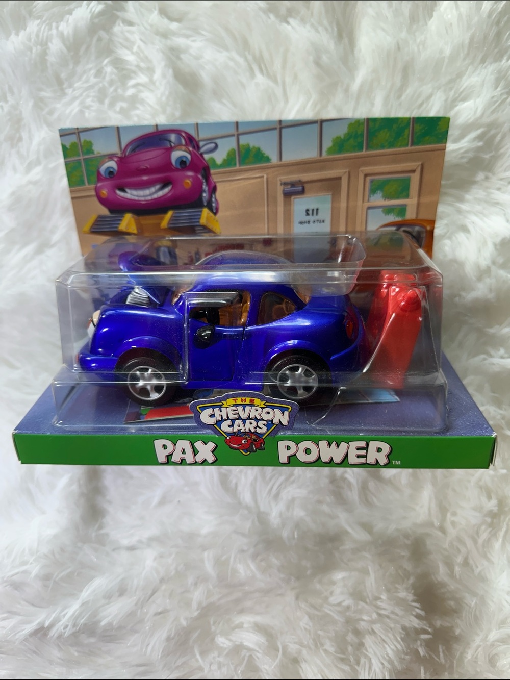 Pax Power Chevron Cars Blue Toy Car with Red Accessory
